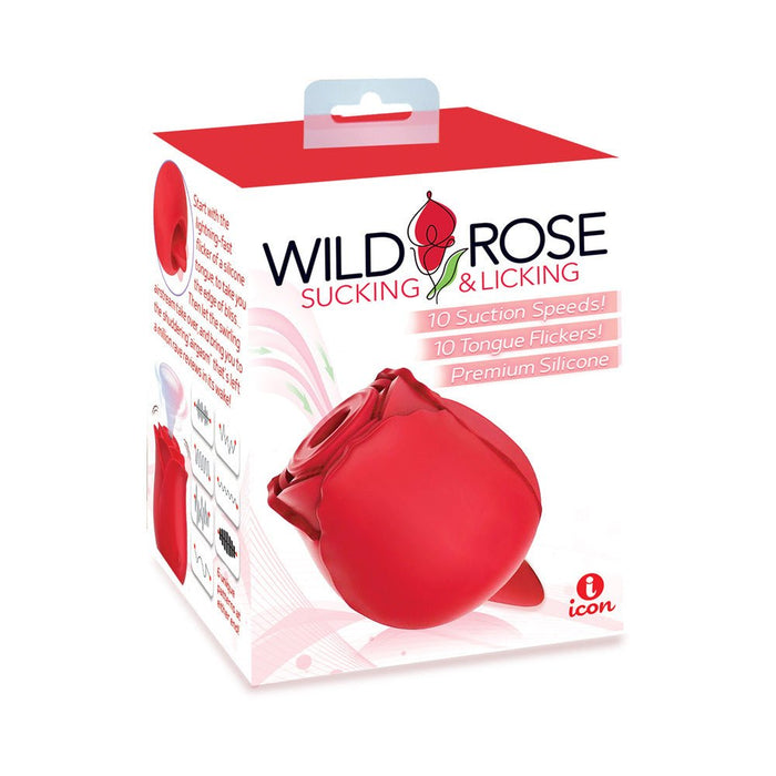Wild Rose And Tongue Sucking And Licking Vibrator Red - SexToy.com