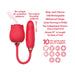 Red Wild Rose Suction Thruster vibrator with dual motors, 10 air-pulsation and thrusting patterns, USB rechargeable, waterproof silicone design.