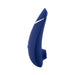Womanizer Premium 2 clitoral stimulator in sleek blueberry blue with ergonomic design and silver accent stripe.