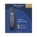 Womanizer Premium 2 clitoral stimulator in sleek blue packaging with product image and luxury features highlighted.