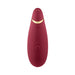 Womanizer Premium 2 clitoral stimulator in deep red with gold accent and multiple control buttons on a white background.