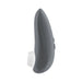 Gray Womanizer Starlet 3 clitoral stimulator with silicone head and ergonomic design, side view on white background.
