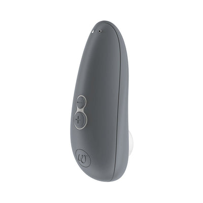 Gray Womanizer Starlet 3 clitoral stimulator with ergonomic design and control buttons on front side.
