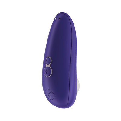 Womanizer Starlet 3 clitoral stimulator in violet with ergonomic design and control buttons on front.
