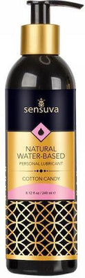 Sensuva Natural Water-Based Personal Lubricant Cotton Candy scent in 8 oz black and gold pump bottle