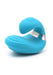 Blue swan-shaped finger vibrator with smooth silicone texture and silver accent ring.