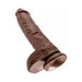 Realistic brown dildo with detailed texture and suction cup base for secure placement and versatile use.