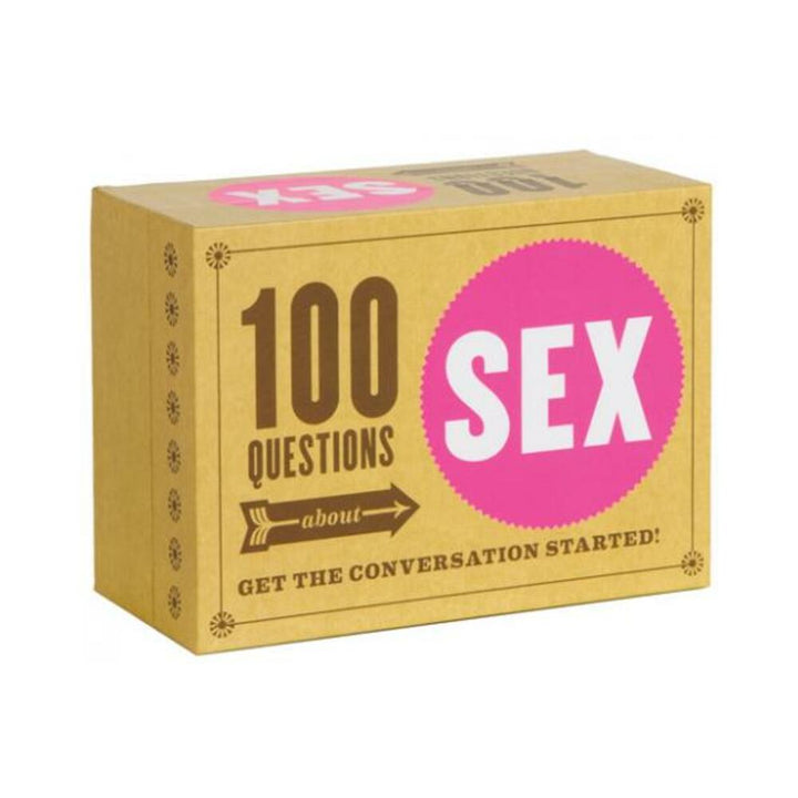Box of 100 Questions About Sex game cards designed to spark intimate conversations for couples.