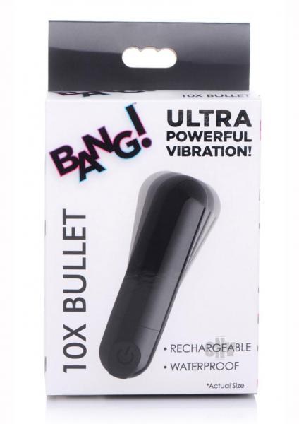 10x Rechargeable Vibrating Metallic Bullet - Black | SexToy.com