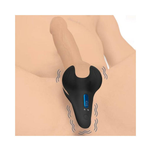10x Vibrating Silicone Cock Ring With Taint Stim And Remote - SexToy.com