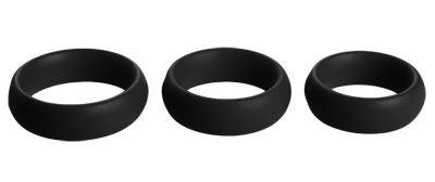 3 Piece Silicone C Ring Set - Black | SexToy.com