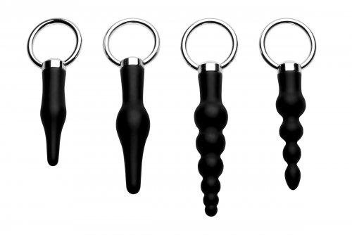 4 Piece Silicone Anal Ringed Rimmers Set Black | SexToy.com
