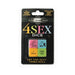 Behind Closed Doors 4 Sex Dice Game packaging with four colorful dice featuring playful prompts for couples.