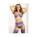4pc Wired Cups Halter Bra Garter Thong & Stockings Ultra Violet O/s - SexToy.com
