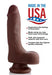 Brown realistic 7-inch dual-layer dildo with suction cup base, textured skin, and firm core made in the USA.