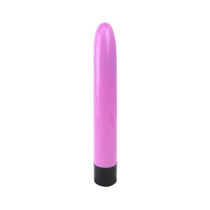 Sleek pink 7-inch multi-speed vibrator with smooth finish and black twist base control.