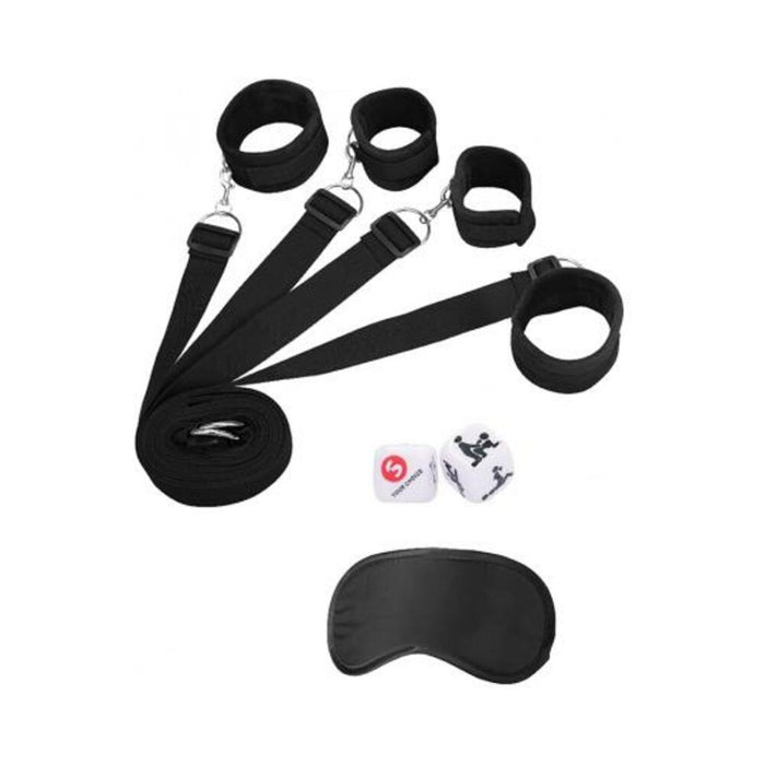 Ouch! Black & White Bed Bindings Restraint System Black | SexToy.com