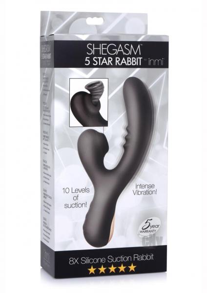 8x Silicone Suction Rabbit - Black | SexToy.com
