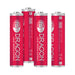 Four red Dragon AA super alkaline batteries standing upright on a white background.