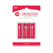 Pack of four Dragon AA super alkaline batteries in red and silver packaging by nsnovelties.
