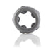 Black stretchy silicone erection ring with raised textured nodes, shown on reflective surface.