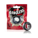 Black stretchy Ringo Ranglers Spur ring with scalloped inner design next to its red and black branded packaging.