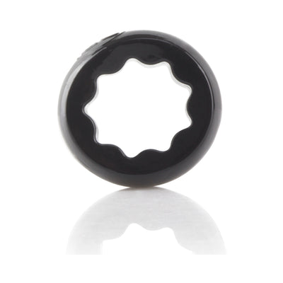 Black stretchy silicone ring with wavy inner edge designed for enhanced performance and comfort.