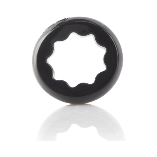Black stretchy silicone ring with wavy inner edge designed for enhanced performance and comfort.
