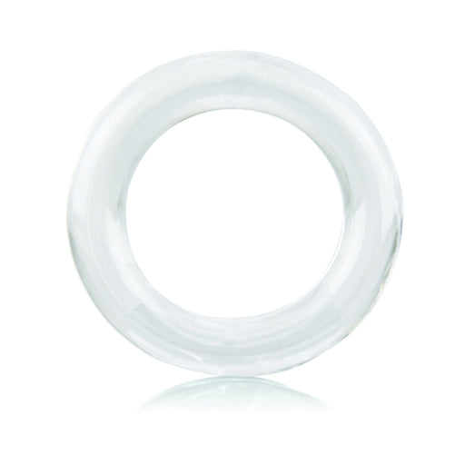 Clear stretchy silicone RingO XL erection ring designed for enhanced performance and longer-lasting firmness.
