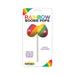 Rainbow striped novelty lollipop shaped like a playful pair of breasts with pink nipples on a white card.