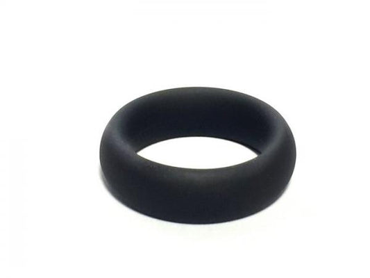 Black thick silicone stretchable ring designed for versatile intimate use and enhanced comfort.