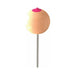 Strawberry-flavored novelty lollipop shaped like a small breast with a bite taken out of it on a white stick.