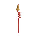 Red spiral swizzle straw with a novelty candy shaped like a playful design at the top.