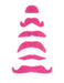Set of six bright pink adhesive party mustaches in various styles for fun celebrations and bachelorette parties.