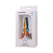A-play Groovy 4-inch multi-colored silicone anal plug in white retail packaging with clear window.