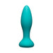 Teal silicone anal plug with tapered tip and wide base, designed for comfortable and safe use.