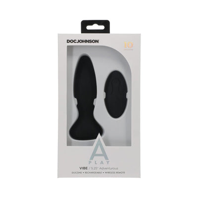 Adventurous Rechargeable Silicone Anal Plug With Remote, Black Adventurous Rechargeable Silicone Anal Plug With Remote, Black