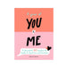 Cover of "A Year of You & Me" couples journal with coral and pink background and playful text design.