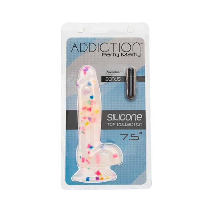 Addiction Party Marty Confetti Vibrating Silicone Realistic Dildo 7.5 in | SexToy.com