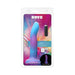Packaging of Addiction Rave Dong 8-inch in purple and blue gradient with glow-in-the-dark feature and bonus PowerBullet vibrator.