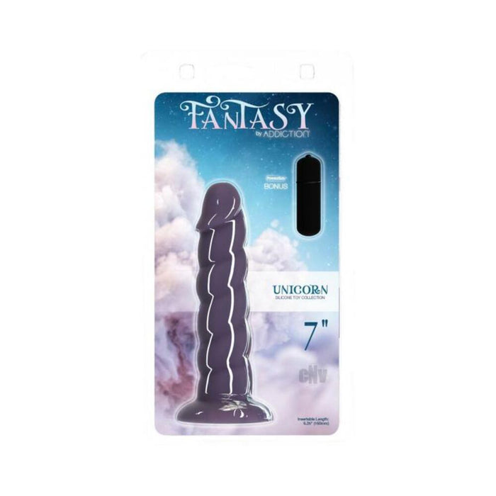 Addiction Unicorn Fantasy Dong 7 In. Purple With Powerbullet | SexToy.com