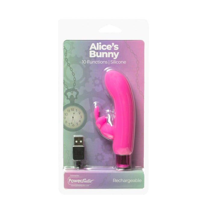 Alices Bunny Rechargeable Bullet With Removable Rabbit Sleeve Pink - SexToy.com