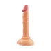 Realistic 4-inch flesh-colored mini dildo with suction cup base and detailed texture for lifelike experience.
