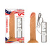 7-inch flexible vibrating dildo with realistic texture and wired remote control showing three speed settings.