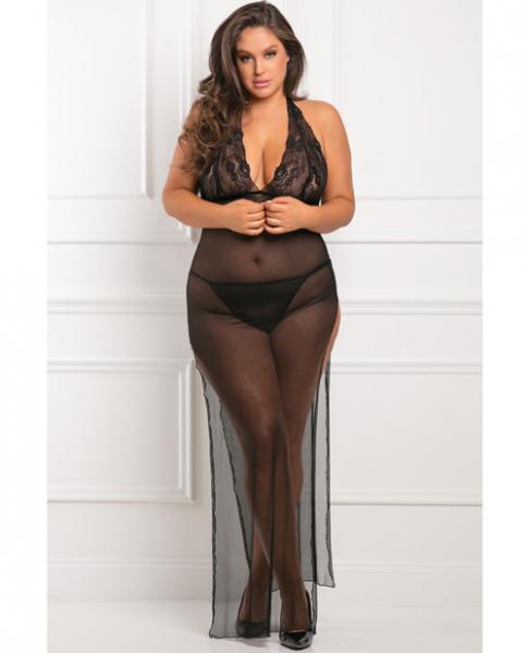 All Out There 2 Piece Gown Set Black 1X/2X | SexToy.com