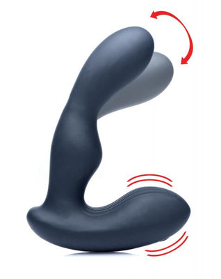 Ergonomic black silicone prostate stimulator with dual vibrating arms and textured perineum massager.