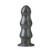 Gray triple ripple textured adult toy with rounded tip and flat base for stable use.