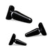 Set of three black tapered anal plugs in small, medium, and large sizes with flared bases for safe use.