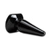 Black tapered beginner anal plug with wide base and smooth glossy finish for comfortable insertion.