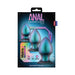 Blush Anal Adventures Matrix Metaverse Plug Kit in iridescent spruce with three graduated sizes in sleek packaging